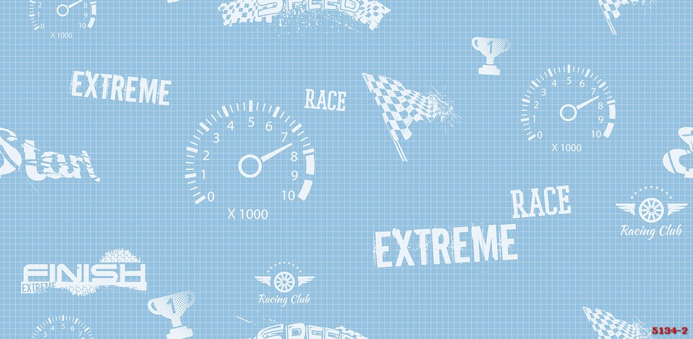 Giấy dán tường đường đua màu xanh 5134-2